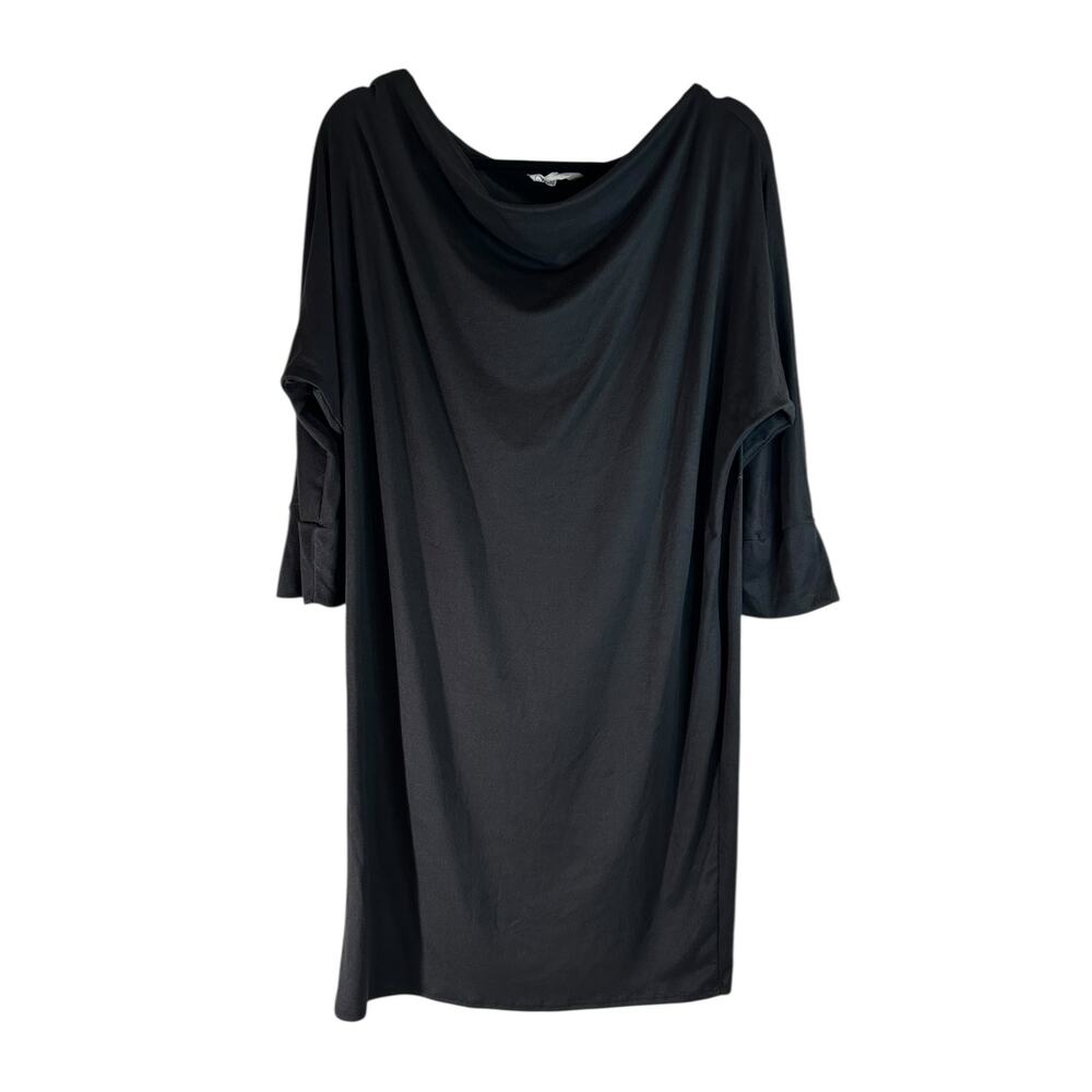 Culture Code Womens Cowl Neck 3/4 Sleeve Shift Dress Black XL Classic Preppy Y2K